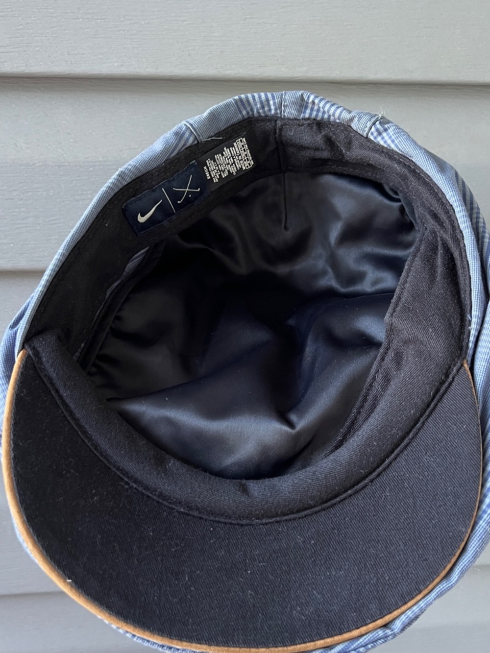 Vintage 90s Nike Flat Cap Newsboy Cabbie Golf Hat Swoosh Blue Rare - Picture 5 of 8
